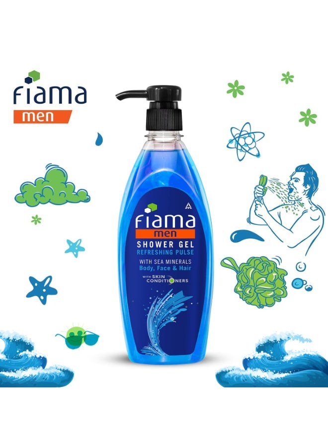 Fiama Men Refreshing Pulse Body Wash Shower Gel, 500ml, Body Wash for Men with Skin Conditioners & Sea Minerals for Soft & Refreshed Skin, Mens Moisurising Bodywash for Dry Skin - Image 2